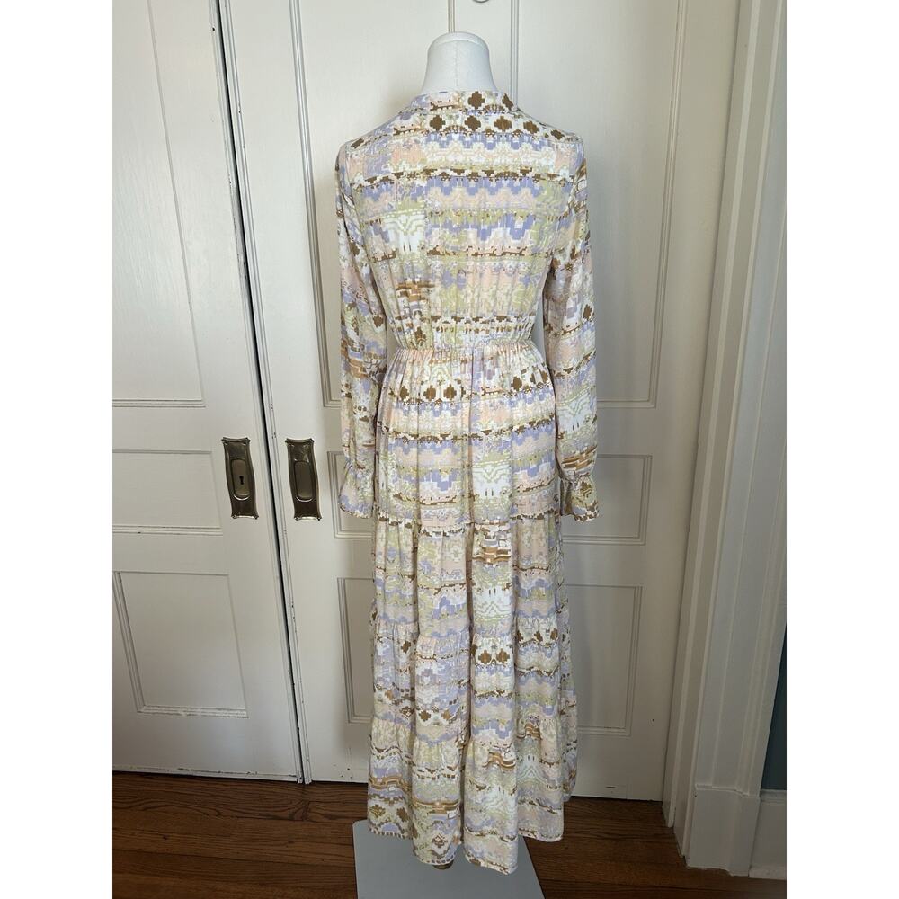 Shyanne Watercolor Southwestern Chiffon Maxi Dress Womens Size XS Tan Cowgirl - Picture 3 of 9